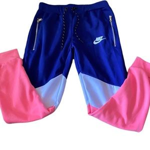 Nike Wm’s Sz Small Blue Hot Pink White Colorblock Sweatpants Joggers S